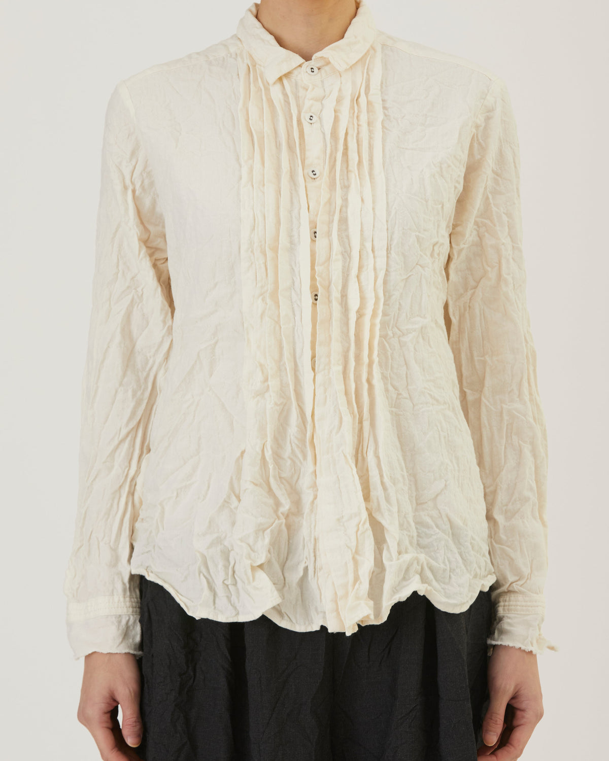 Pas De Calais Brushed Crinkle Pin-Tuck Blouse Ivory-Pas De Calais-Thistle Hill