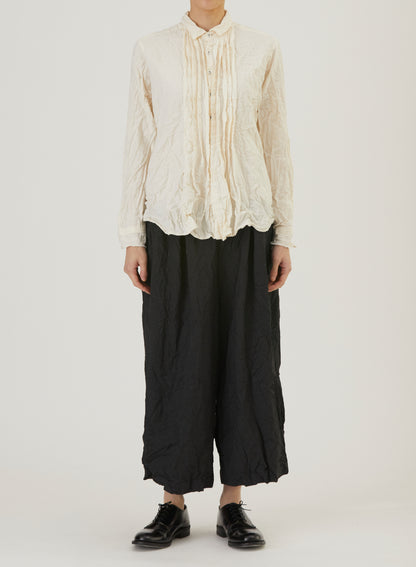 Pas De Calais Brushed Crinkle Pin-Tuck Blouse Ivory-Pas De Calais-Thistle Hill