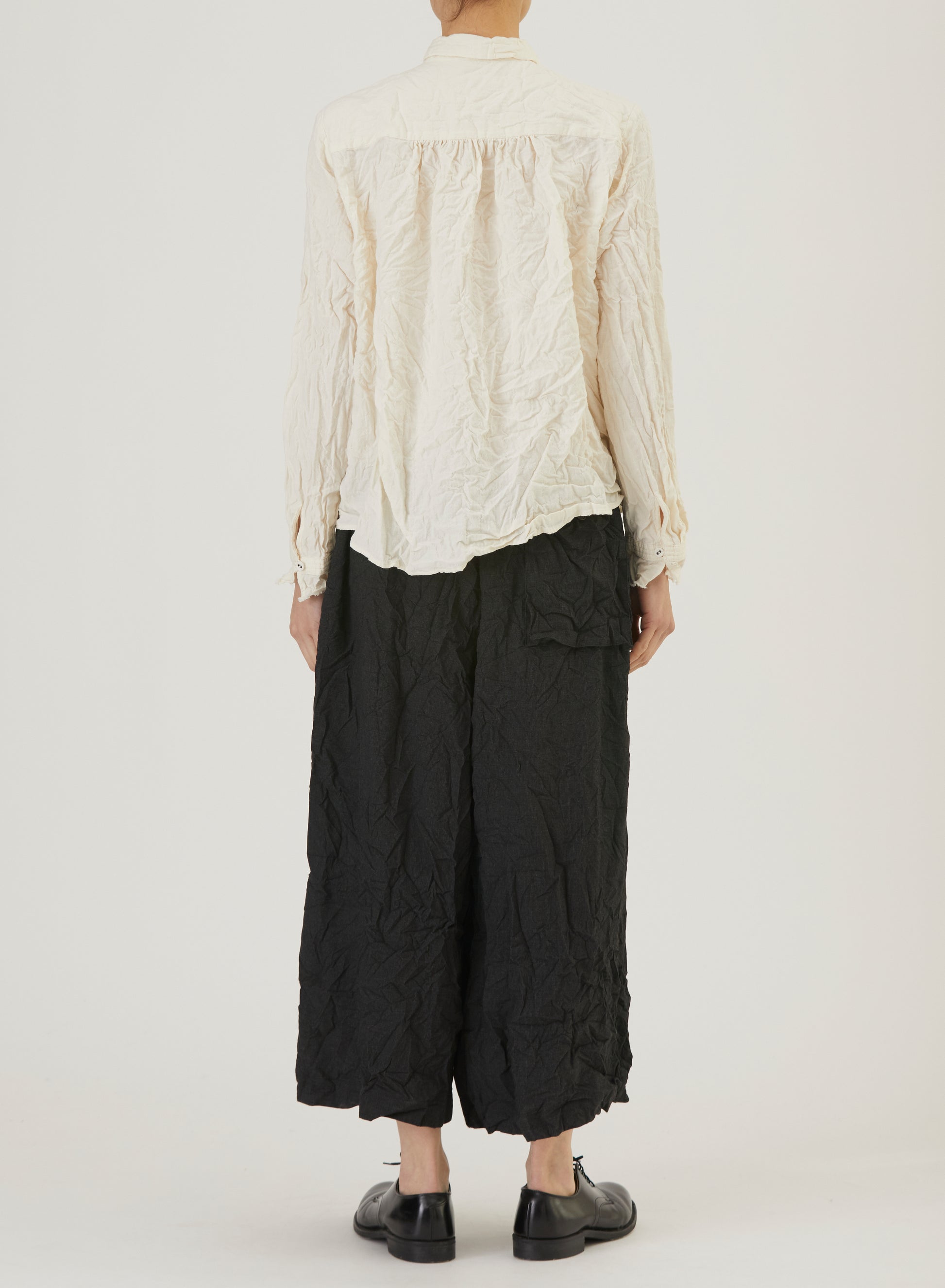 Pas De Calais Brushed Crinkle Pin-Tuck Blouse Ivory-Pas De Calais-Thistle Hill