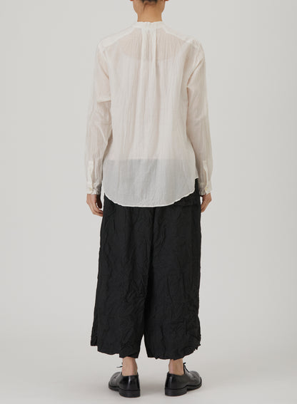 Pas De Calais Cotton Silk Lawn Band-Collar Shirt Ivory-Pas De Calais-Thistle Hill