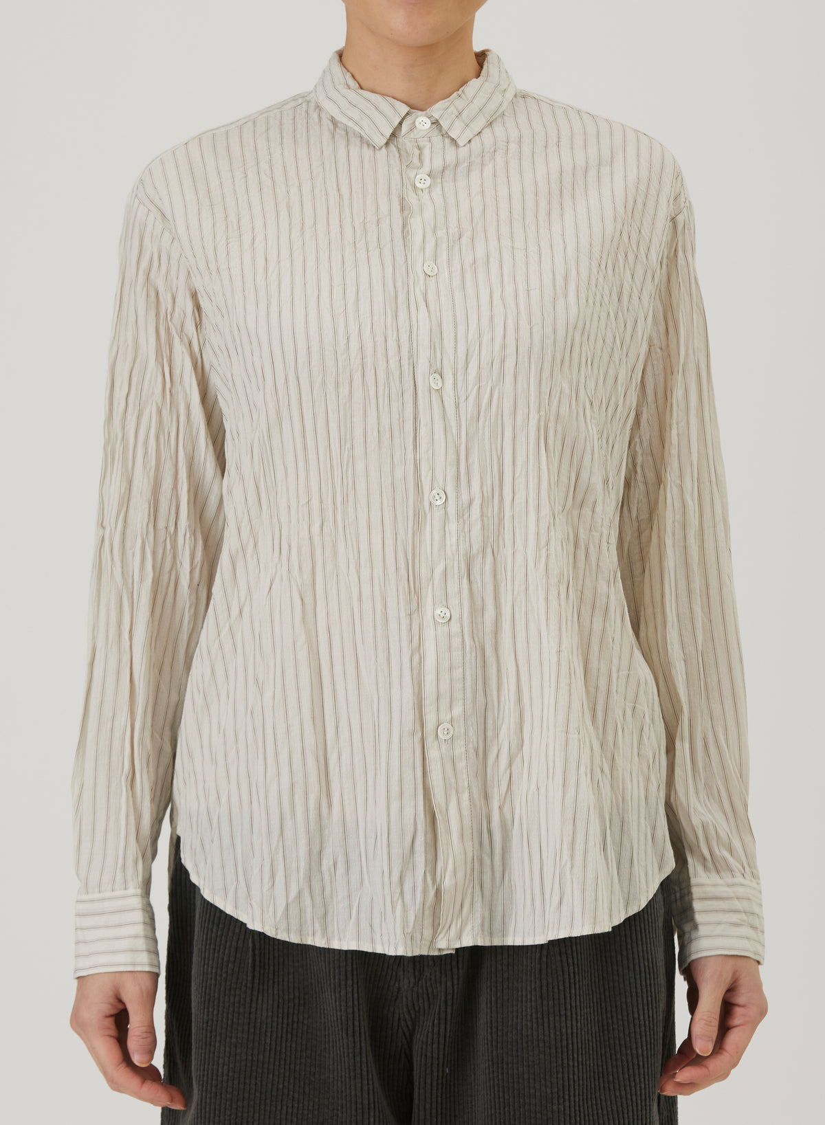 Pas De Calais Organic Cotton Dobby Stripe Standard Shirt Ivory-Pas De Calais-Thistle Hill