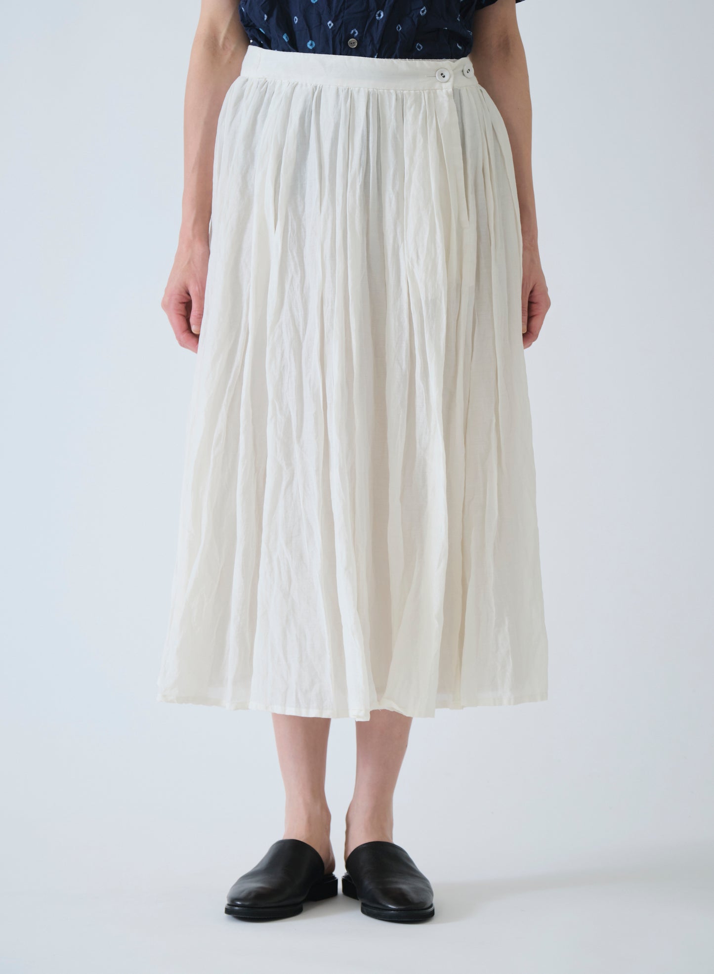 Pas de Calais Cotton Silk Lawn Tuck & Gather Skirt Ivory-Pas De Calais-Thistle Hill