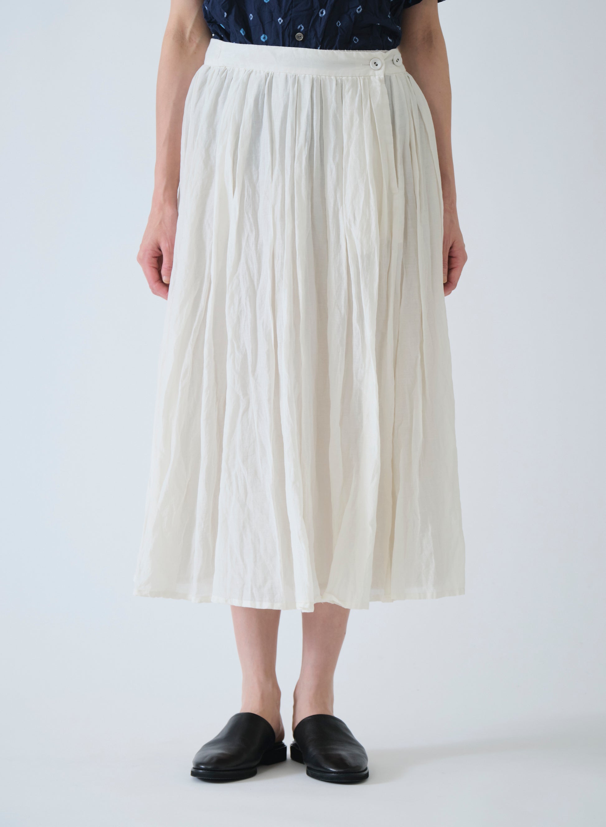 Pas de Calais Cotton Silk Lawn Tuck & Gather Skirt Ivory-Pas De Calais-Thistle Hill