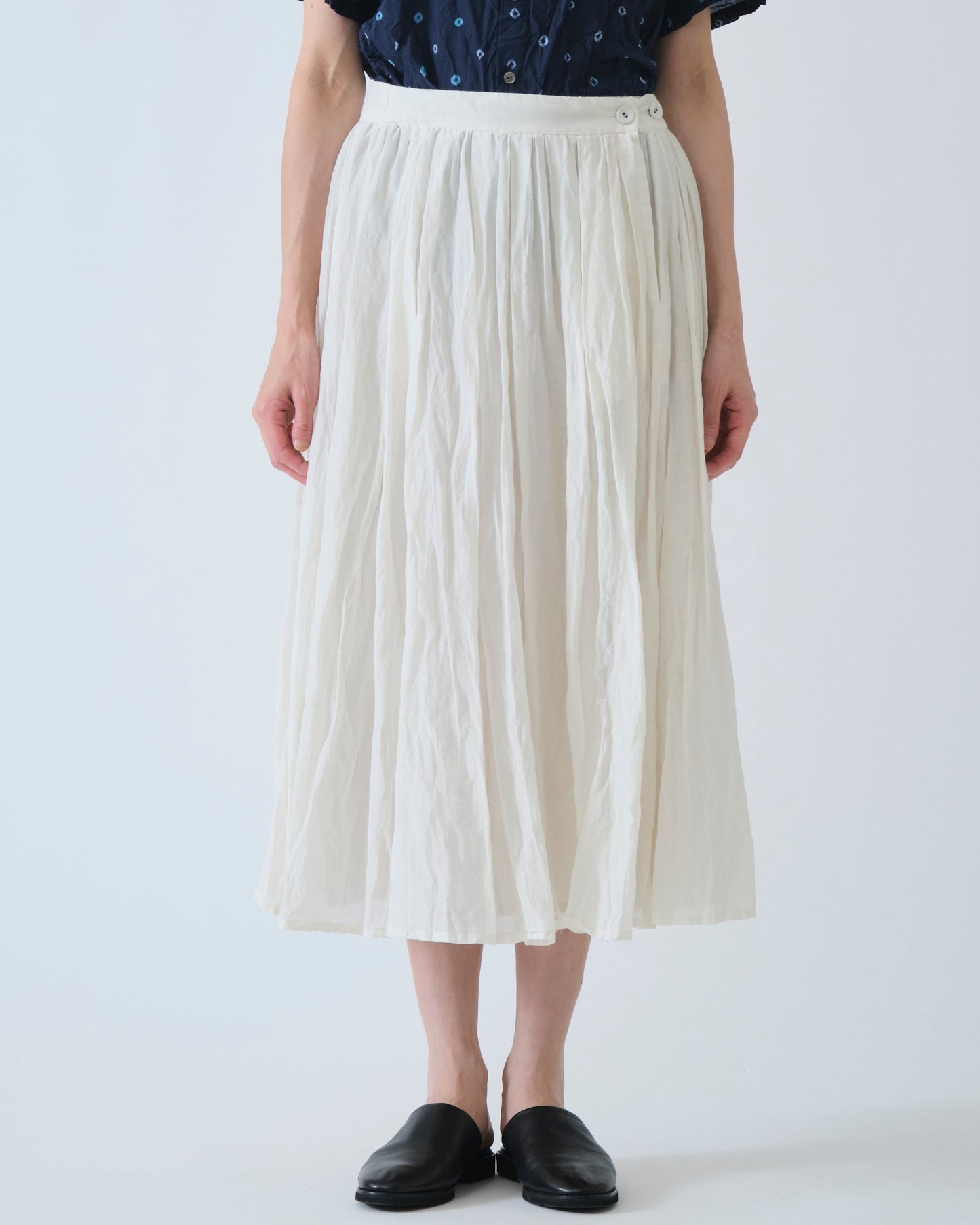 Pas de Calais Cotton Silk Lawn Tuck & Gather Skirt Ivory-Pas De Calais-Thistle Hill