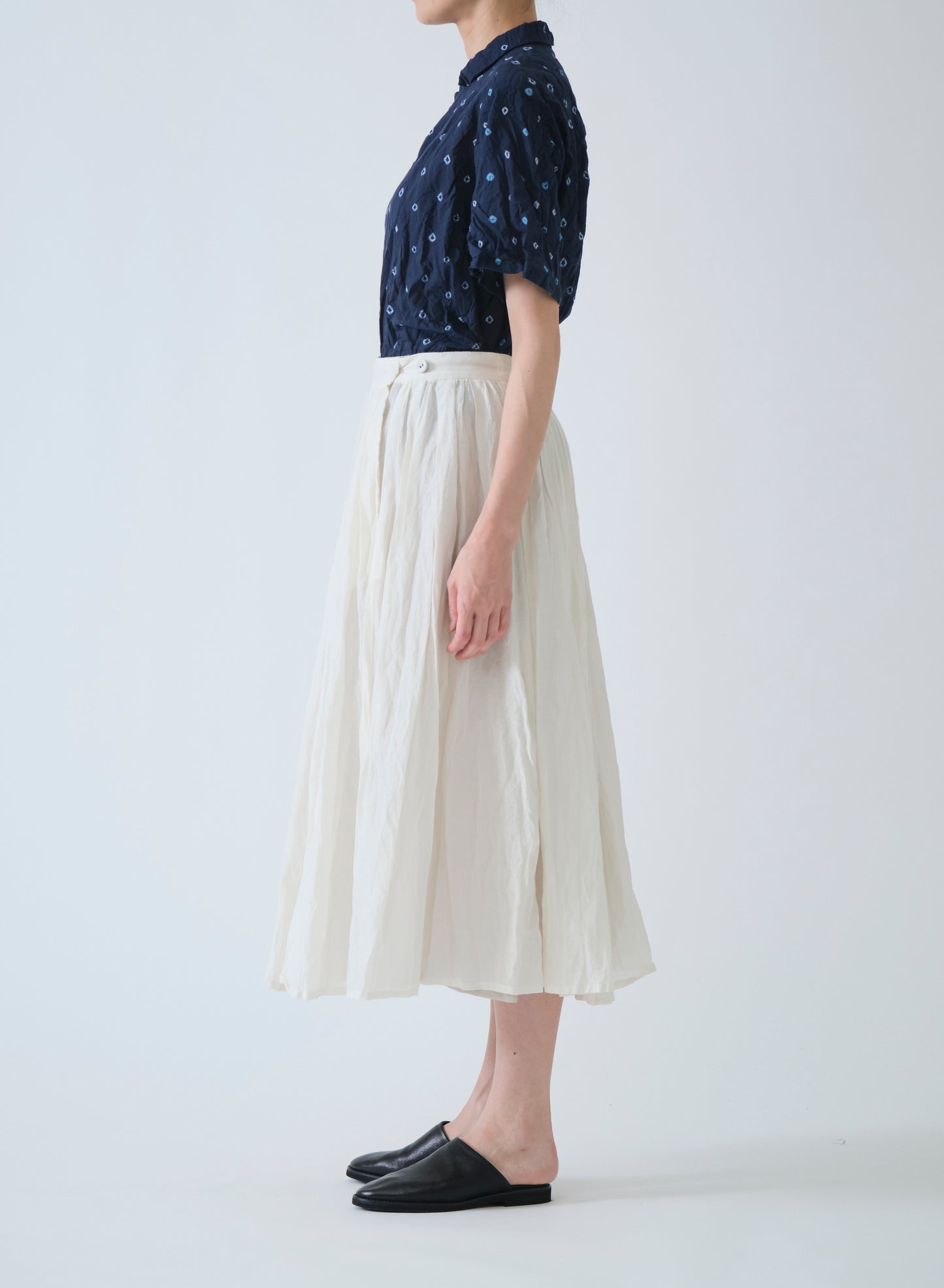 Pas de Calais Cotton Silk Lawn Tuck & Gather Skirt Ivory-Pas De Calais-Thistle Hill