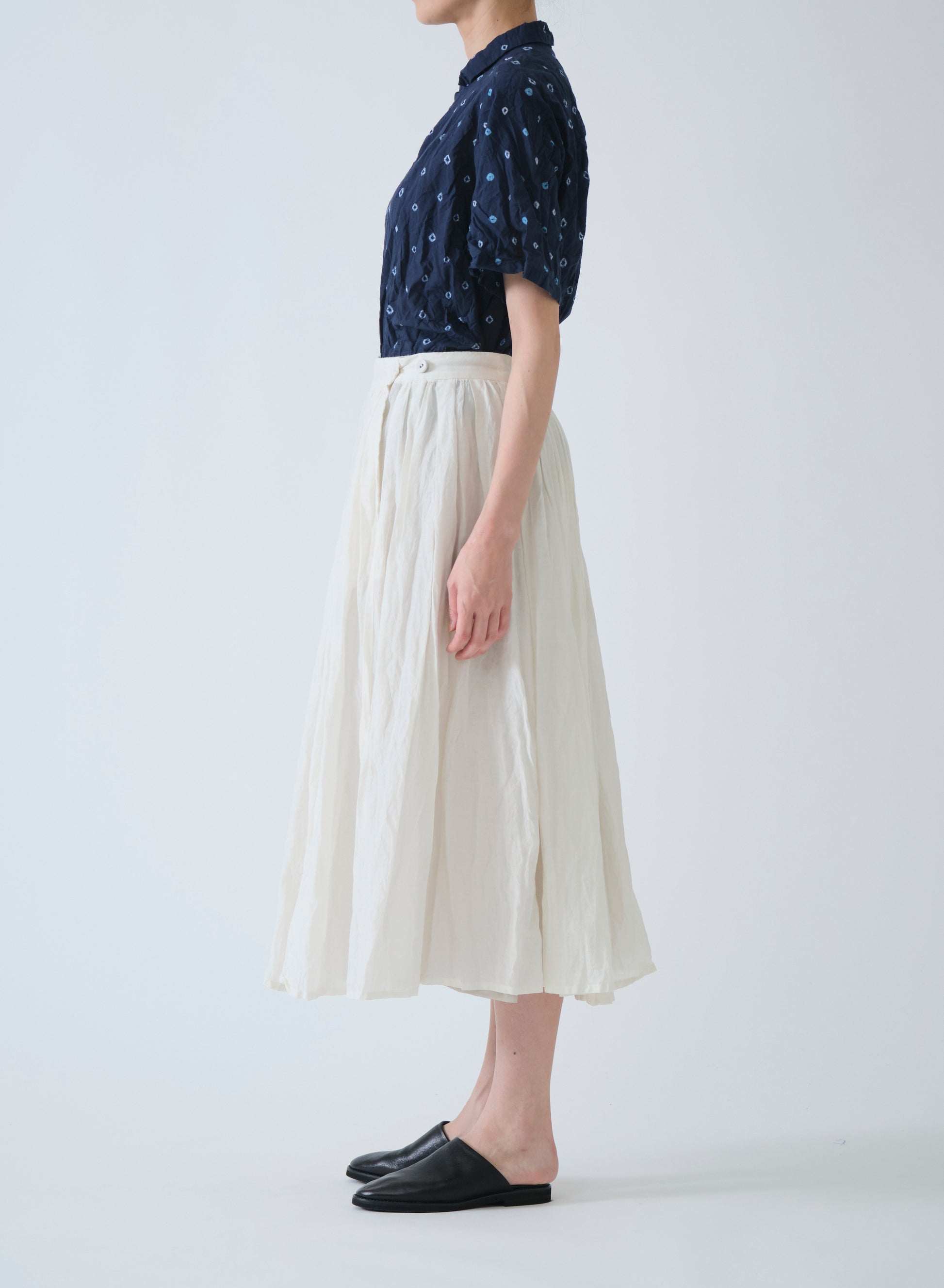 Pas de Calais Cotton Silk Lawn Tuck & Gather Skirt Ivory-Pas De Calais-Thistle Hill