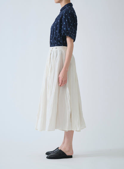 Pas de Calais Cotton Silk Lawn Tuck & Gather Skirt Ivory-Pas De Calais-Thistle Hill