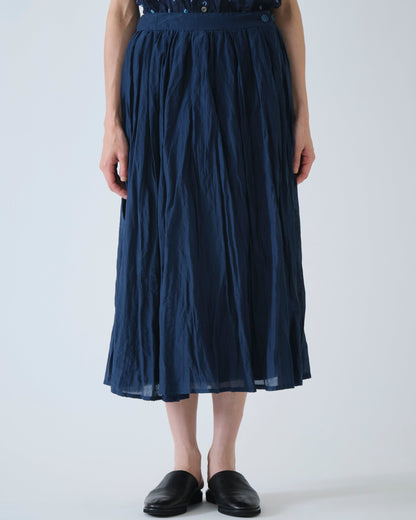 Pas de Calais Cotton Silk Lawn Tuck & Gather Skirt Navy-Pas De Calais-Thistle Hill