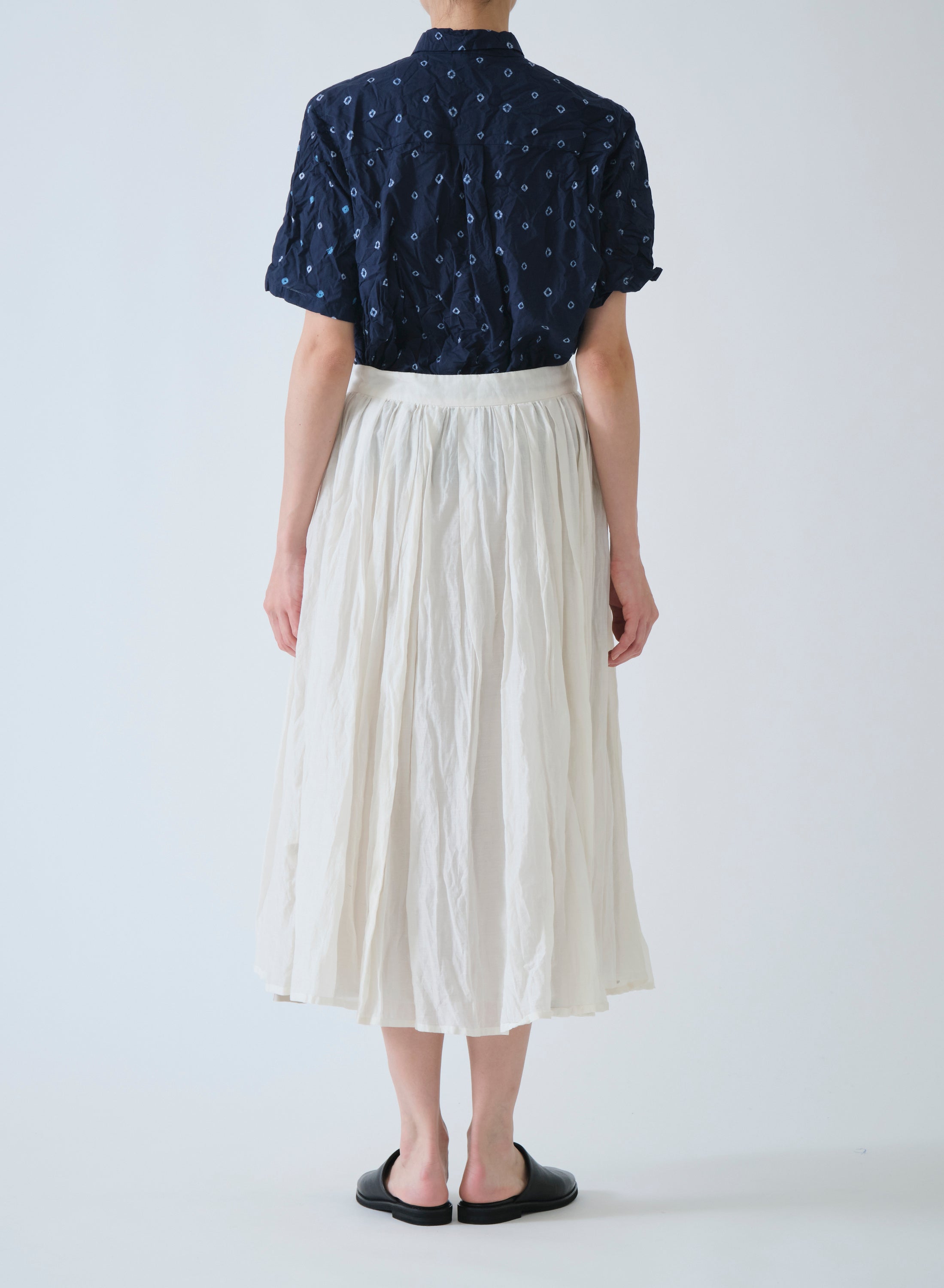 Pas de Calais Cotton Silk Lawn Tuck & Gather Skirt Ivory – Thistle