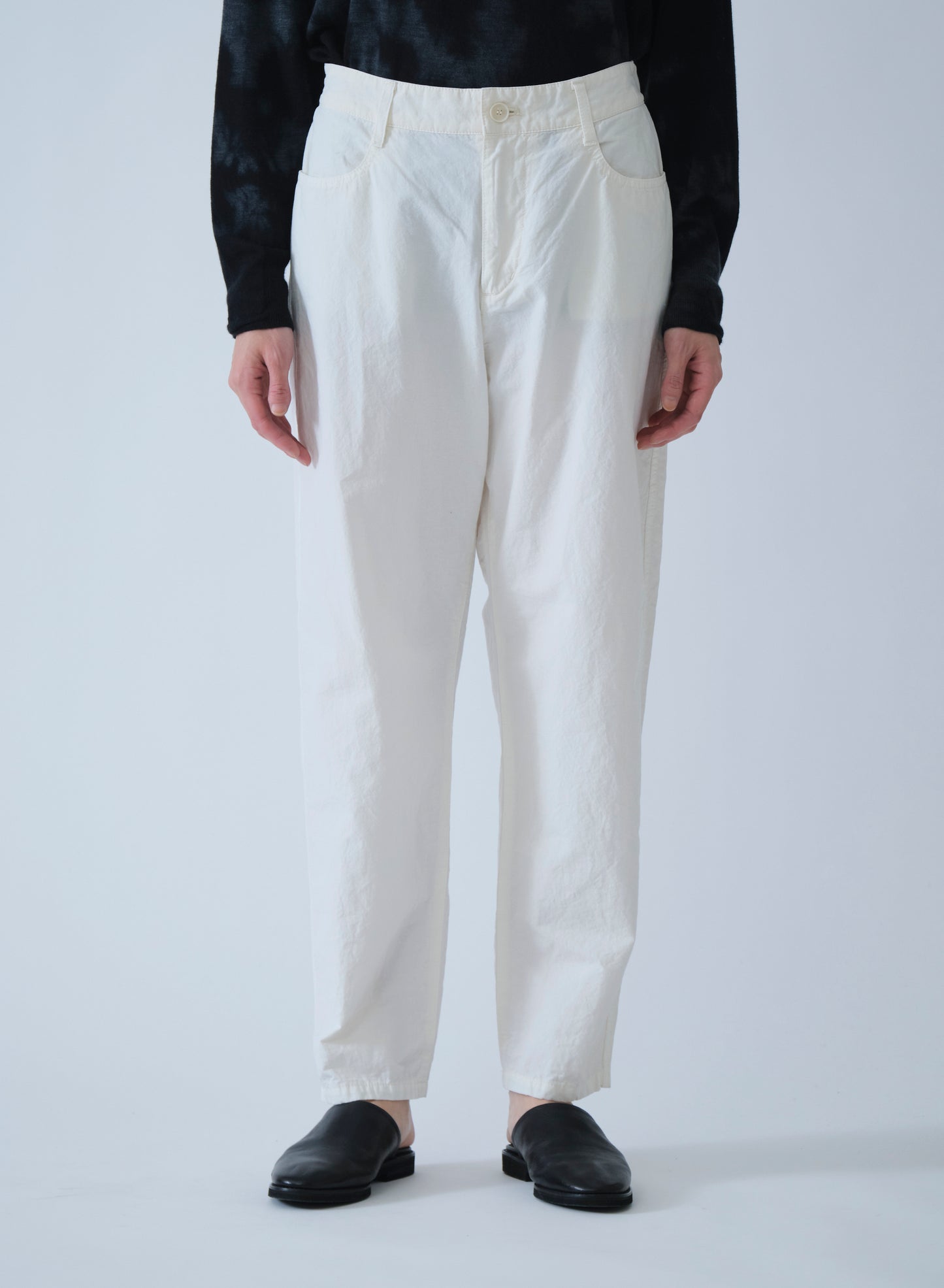 Pas de Calais High Density Plain Weave Loose Slim Pants Off White-Pas De Calais-Thistle Hill