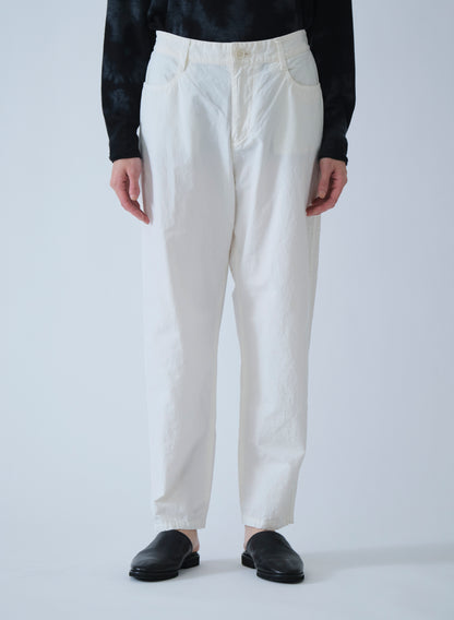 Pas de Calais High Density Plain Weave Loose Slim Pants Off White-Pas De Calais-Thistle Hill