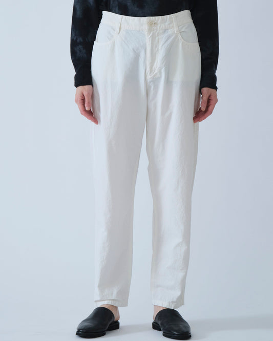 Pas de Calais High Density Plain Weave Loose Slim Pants Off White-Pas De Calais-Thistle Hill