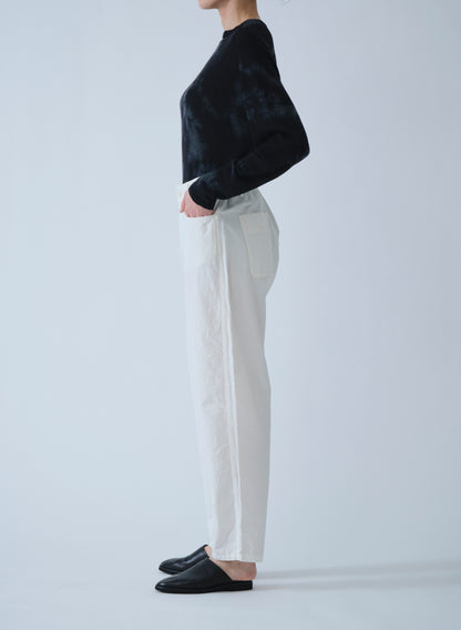 Pas de Calais High Density Plain Weave Loose Slim Pants Off White-Pas De Calais-Thistle Hill