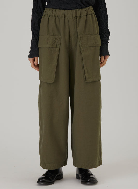 Pas De Calais Brushed Cotton Back Satin Full-Length Work Pants Khaki-Pas De Calais-Thistle Hill