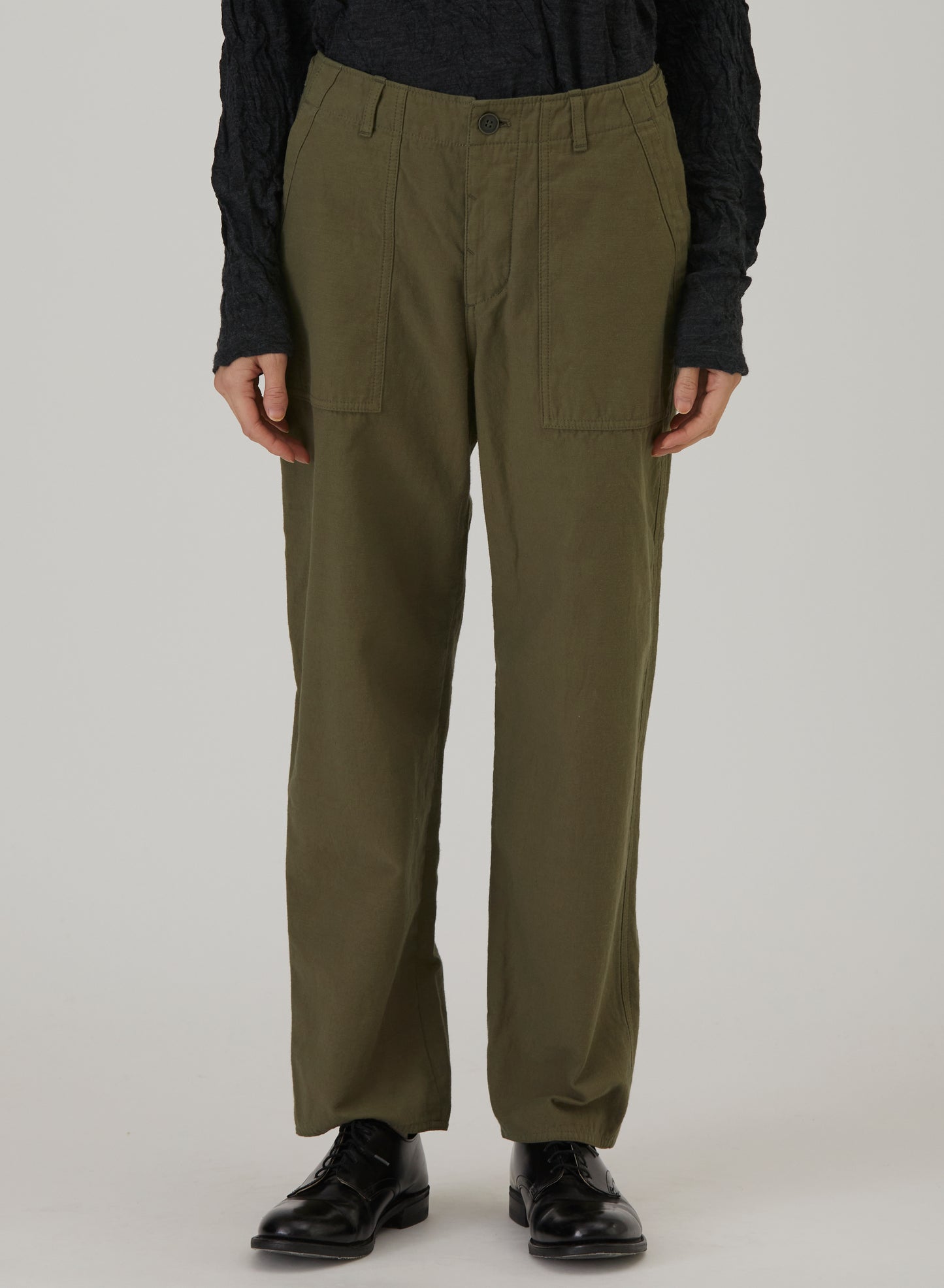 Pas De Calais Brushed Cotton Back Satin Baker Pants Khaki-Pas De Calais-Thistle Hill