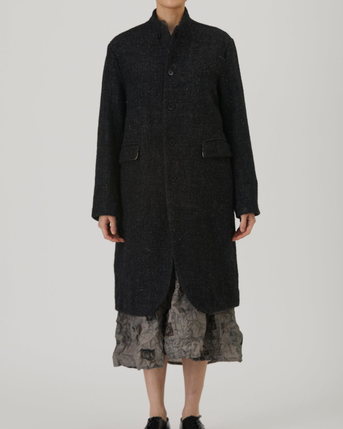 Pas De Calais Wool Linen Chesterfield Coat Charcoal-Pas De Calais-Thistle Hill