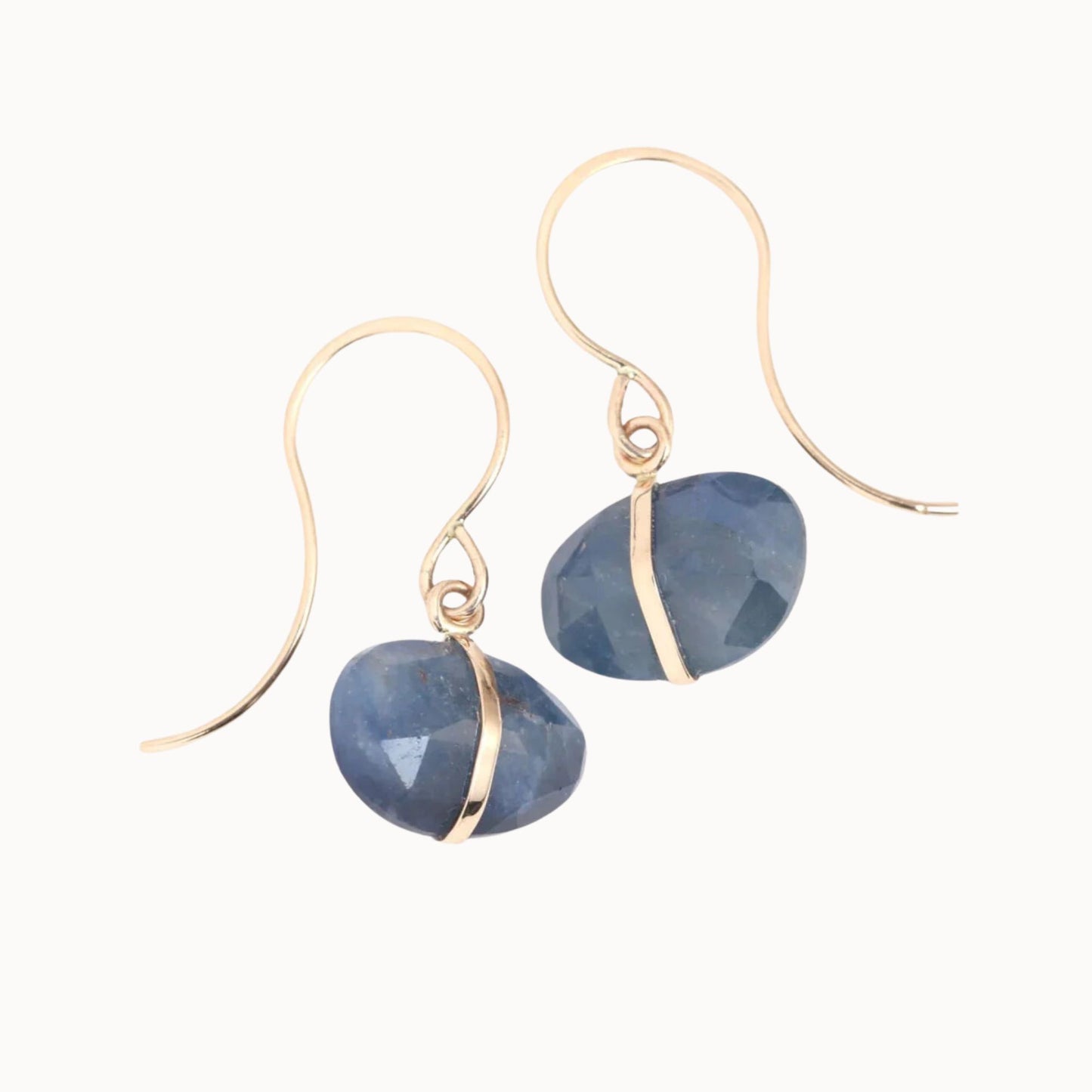 Melissa Joy Manning 14k Gold Blue Sapphire Single Drop Earrings