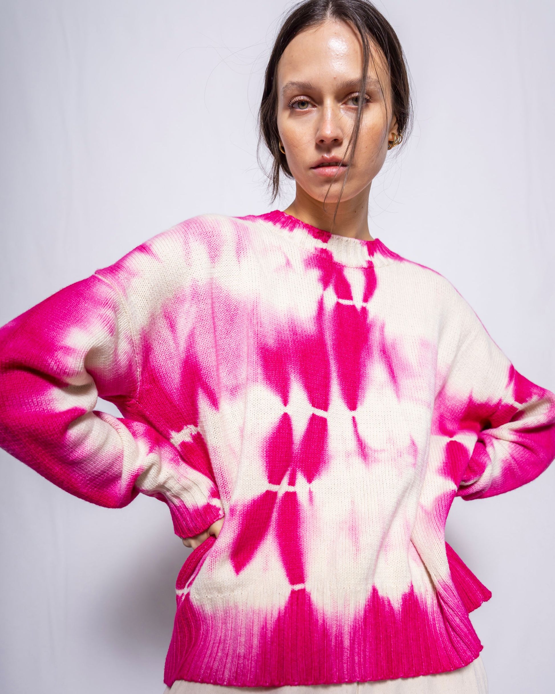 MJ Watson Shibori Round Neck Pullover Pink-MJ Watson-Thistle Hill