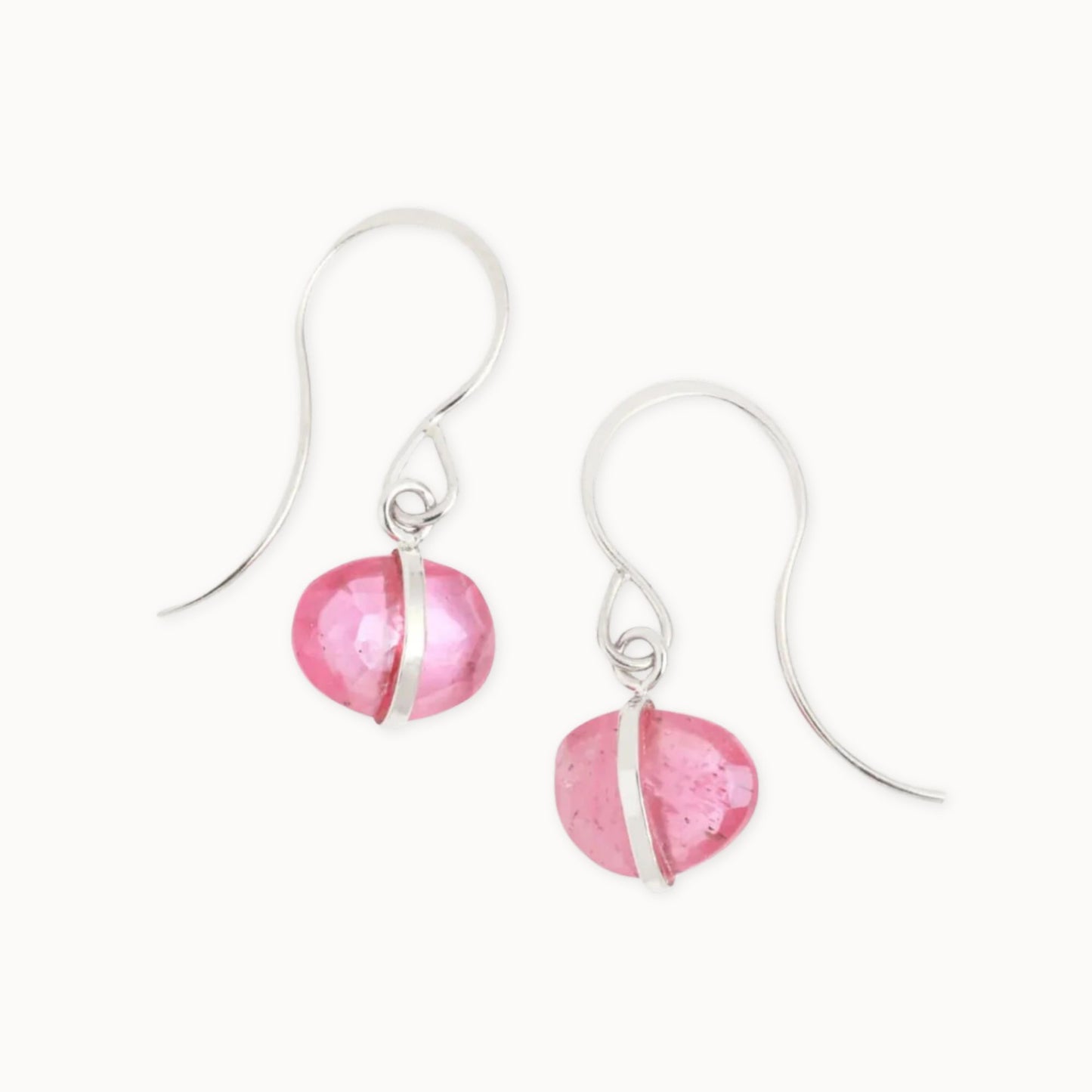 Melissa Joy Manning Sterling Silver Pink Sapphire Single Drop Earrings-Melissa Joy Manning-Thistle Hill