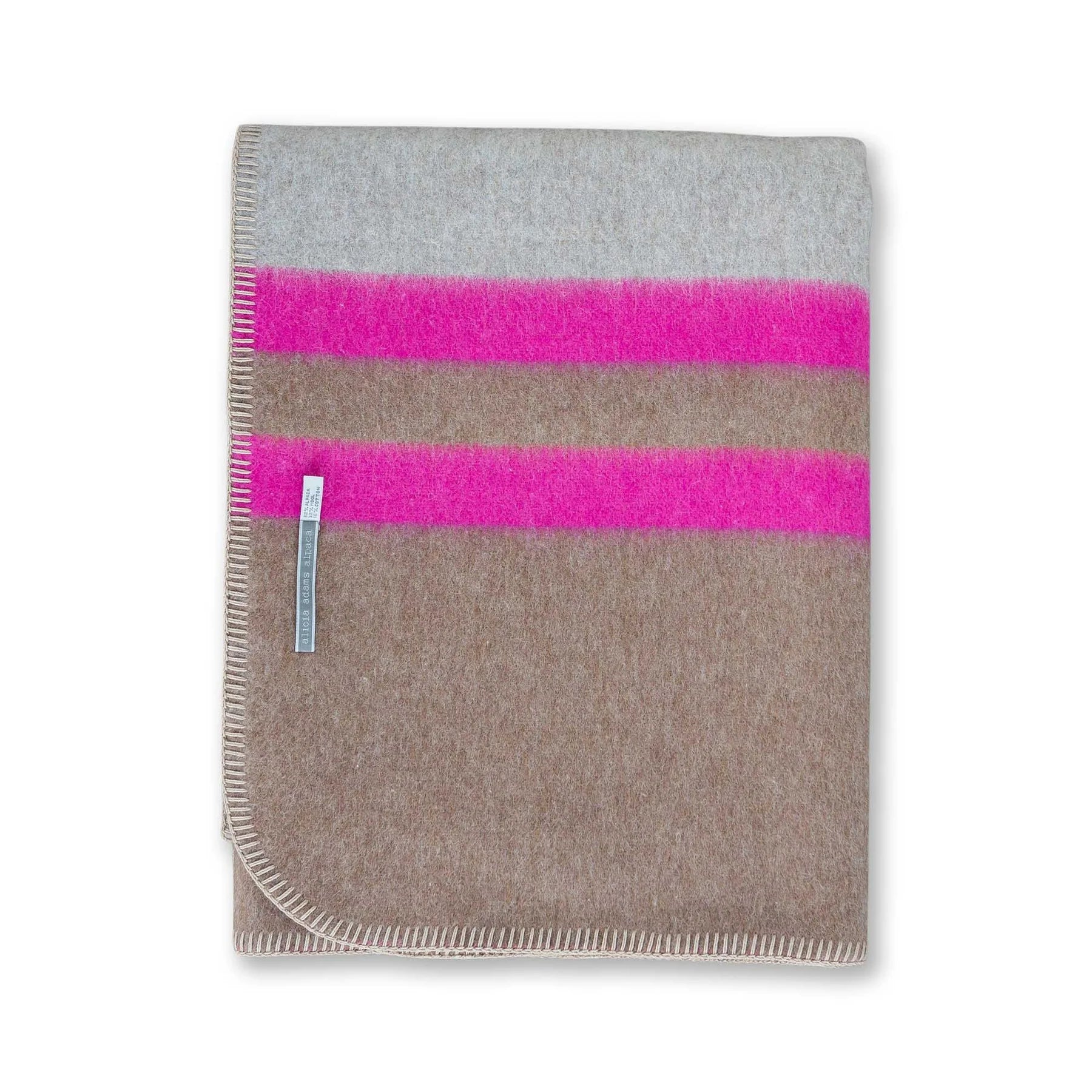 Alicia Adams Alpaca Field Blanket Light Taupe, Tobacco & Shocking Pink-Alicia Adams Alpaca-Thistle Hill