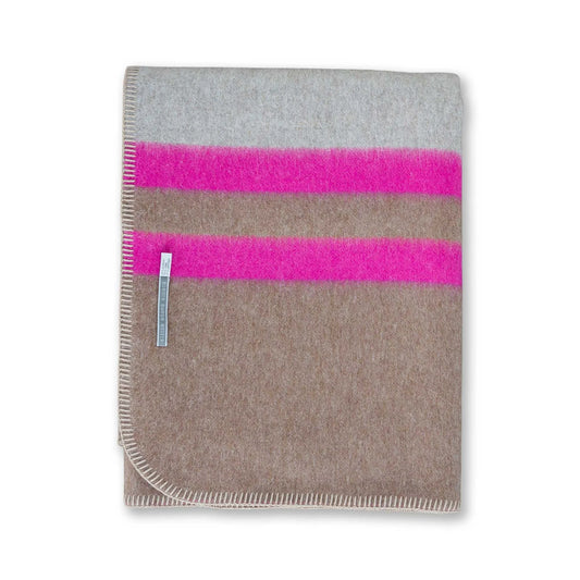 Alicia Adams Alpaca Field Blanket Light Taupe, Tobacco & Shocking Pink-Alicia Adams Alpaca-Thistle Hill