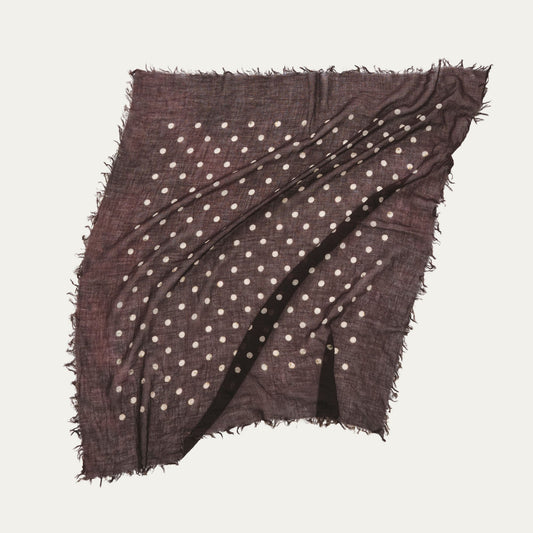 Pas de Calais Light Wool Dot Print Scarf Brown-Pas De Calais-Thistle Hill