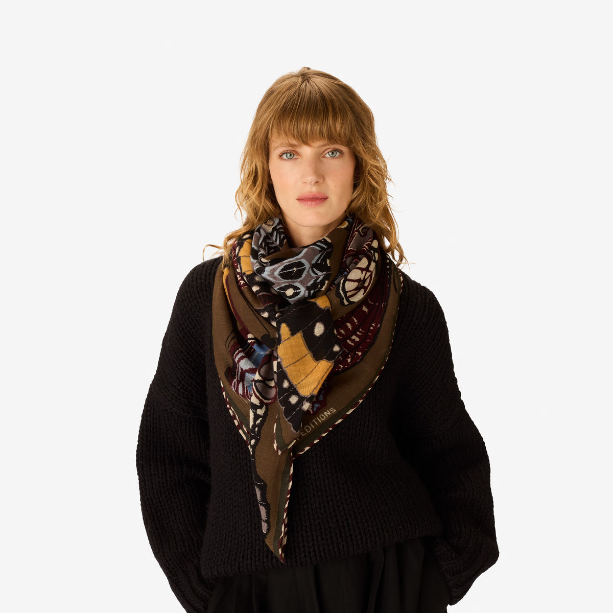 Inoui Editions 130 Papillons Khaki Scarf-Inoui Editions-Thistle Hill