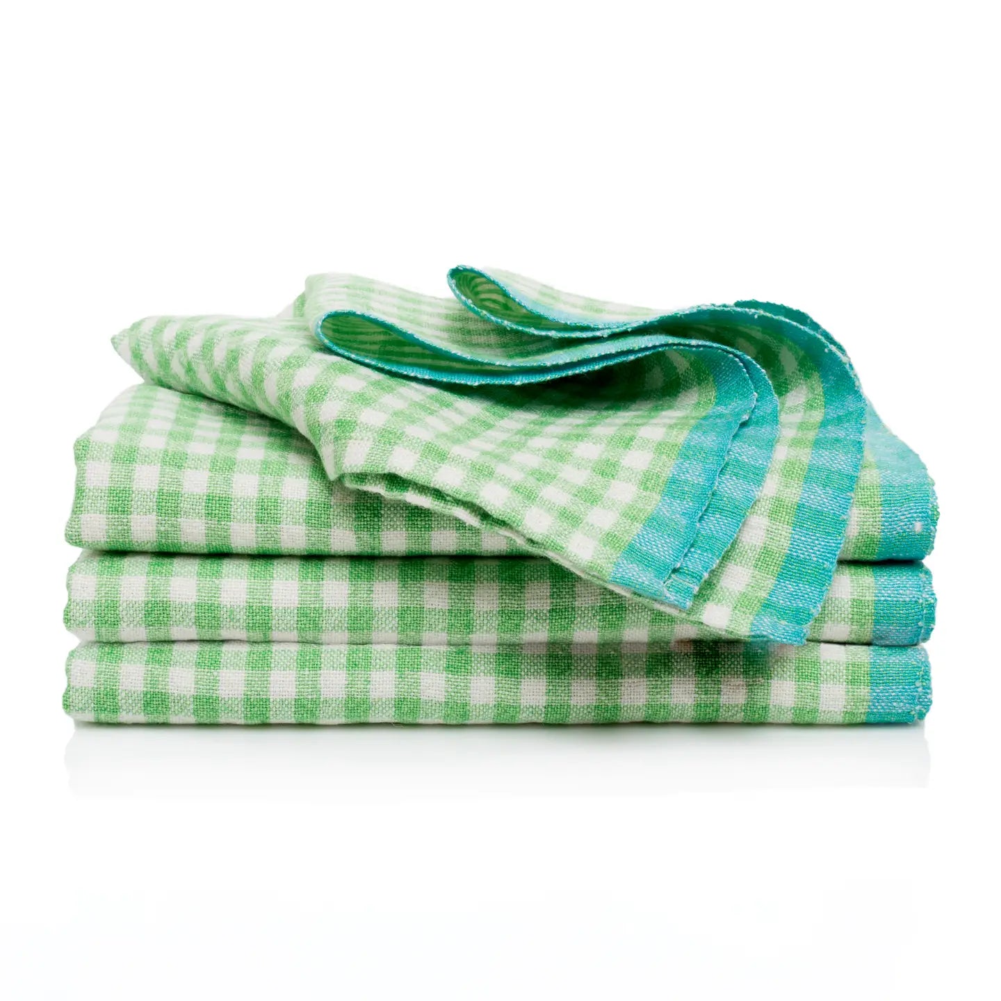 Two Tone Gingham Lime + Aqua Napkins Set of 4-Thistle Hill-Thistle Hill