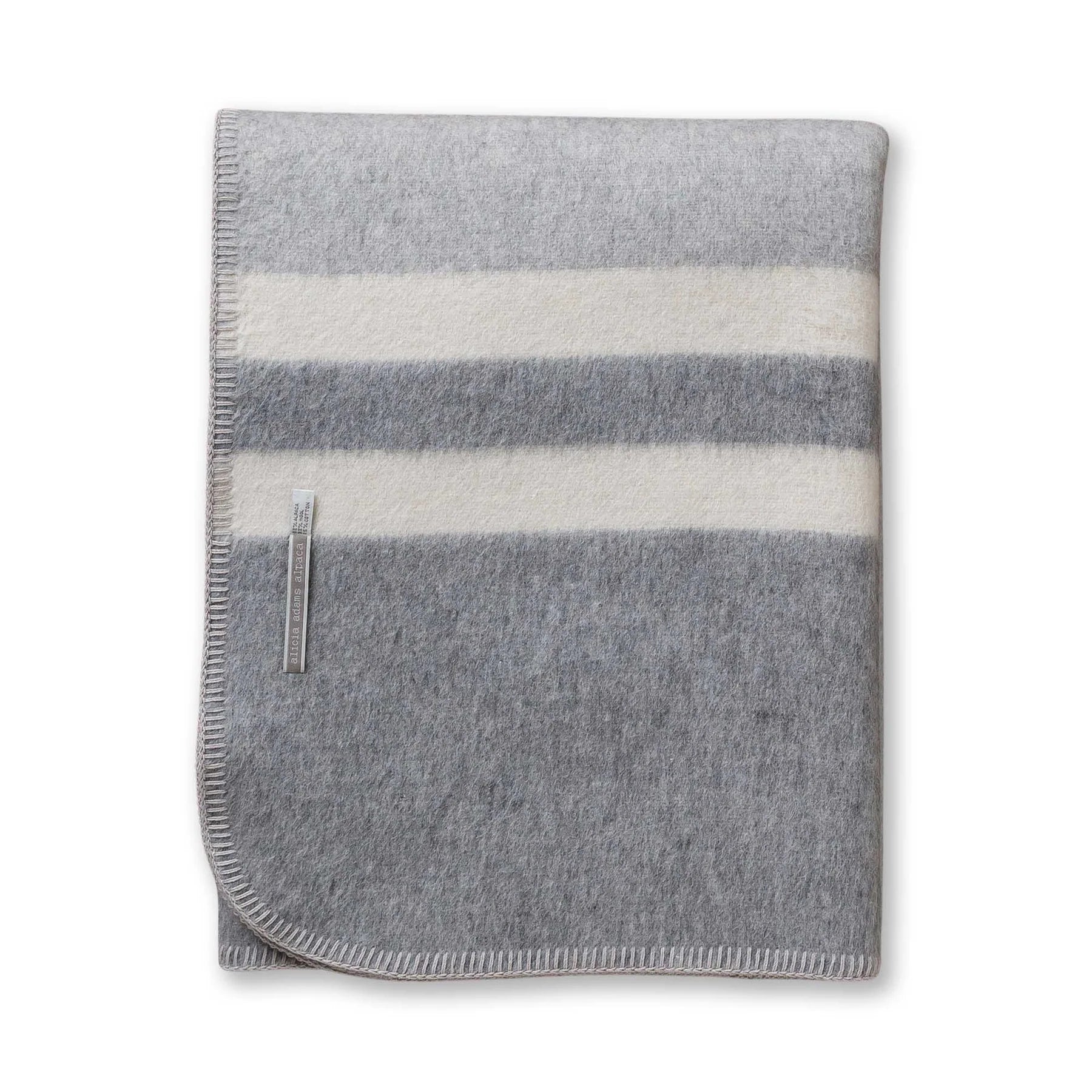 Alicia Adams Alpaca Field Blanket Light Grey, Grey & Ivory-Alicia Adams Alpaca-Thistle Hill