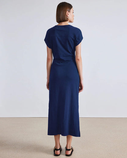 Apiece Apart Vanina Cinched Waist Dress - Indigo S Apiece Apart Vanina Cinched Waist Dress - Indigo S