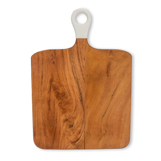 Wood + White Collection Acacia Wood Square Charcuterie Board-Thistle Hill-Thistle Hill