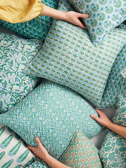 Walter G Marbella Emerald linen cushion