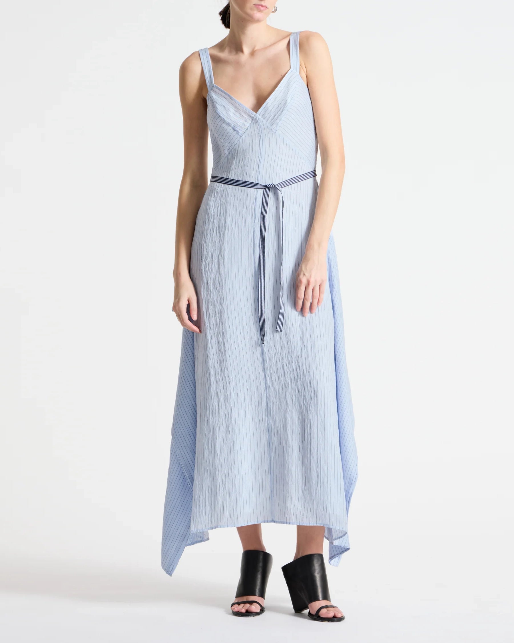 Saint Art Marin Pinstripe Dress Sky Blue-Saint Art-Thistle Hill
