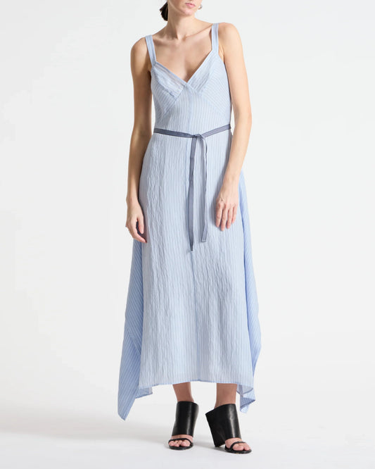 Saint Art Marin Pinstripe Dress Sky Blue