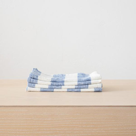 Striped Linen Napkins Off White Blue Philippe-Thistle Hill-Thistle Hill