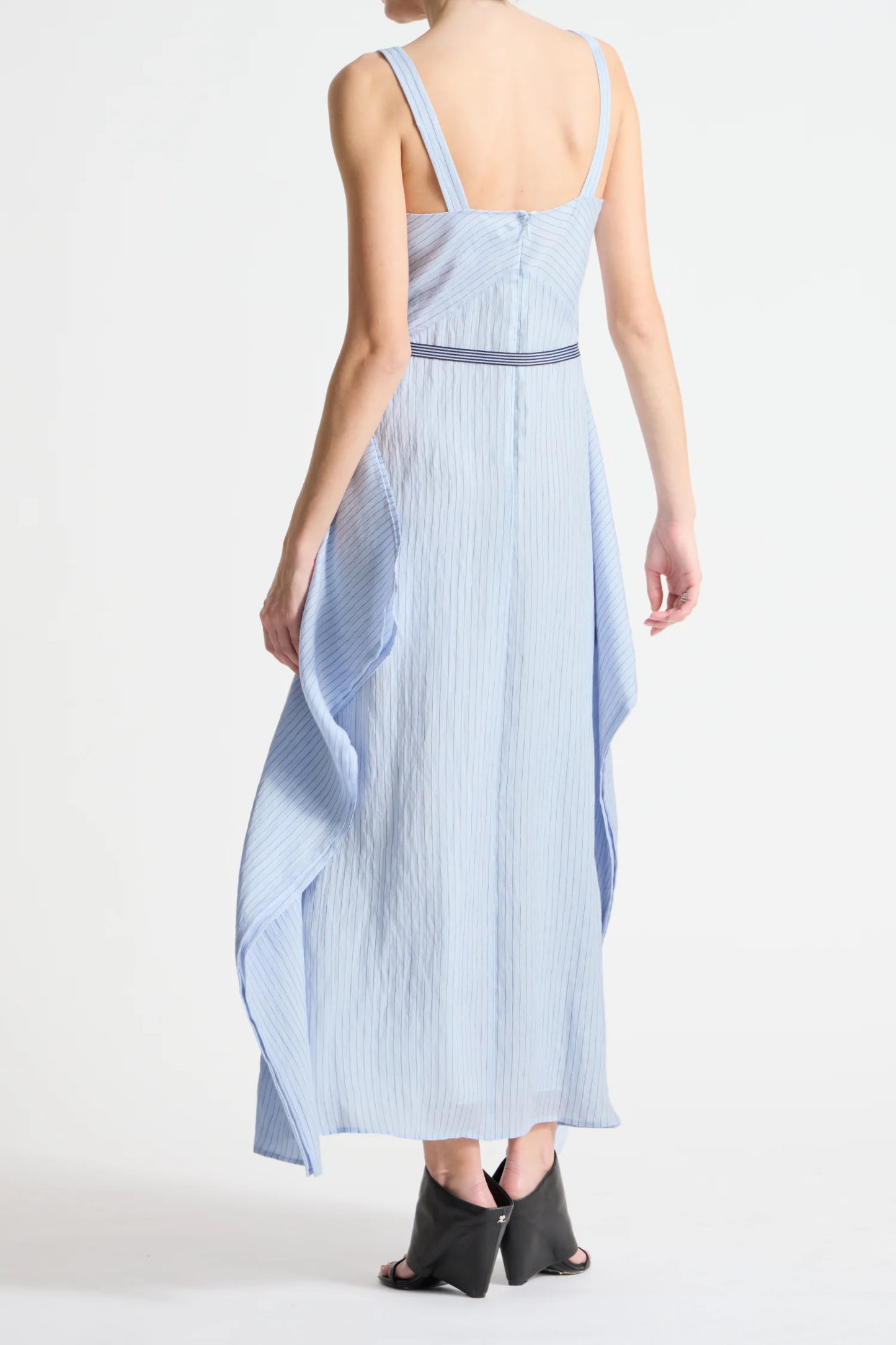 Saint Art Marin Pinstripe Dress Sky Blue-Saint Art-Thistle Hill