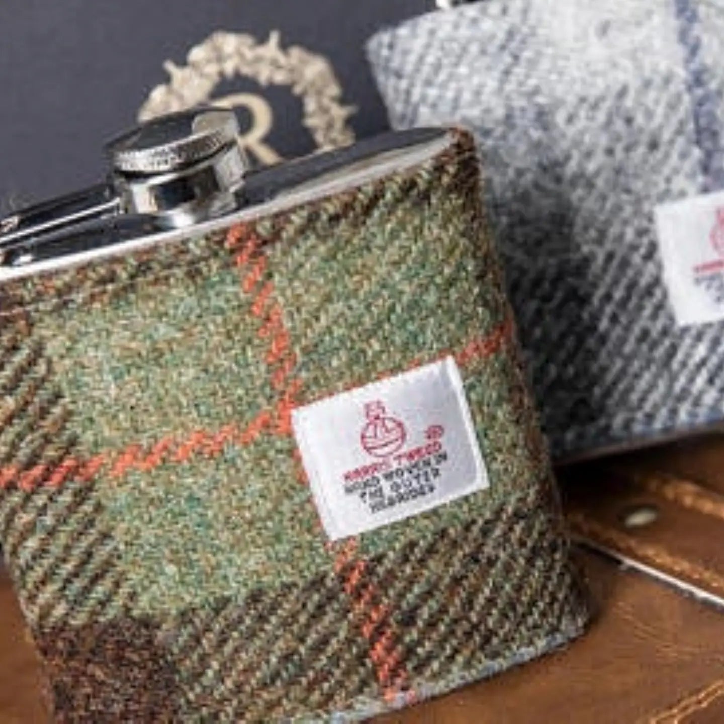 Harris Tweed Flask MacLeod Tartan-Thistle Hill-Thistle Hill