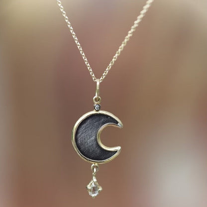 5 Octobre Misty Argent Oxyde Or 14k Diamant Necklace-5 Octobre-Thistle Hill