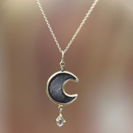 5 Octobre Misty Argent Oxyde Or 14k Diamant Necklace-5 Octobre-Thistle Hill