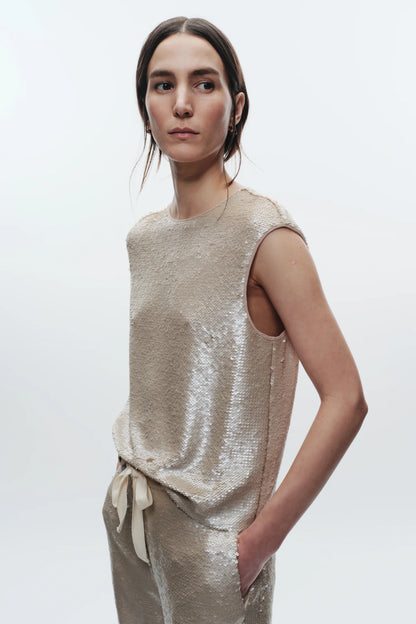 Saint Art Bowen Sequin Tank Pearl-Saint Art-Thistle Hill