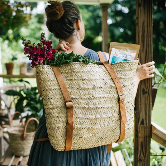 Palm Leaf Backpack Basket-Thistle Hill-Thistle Hill