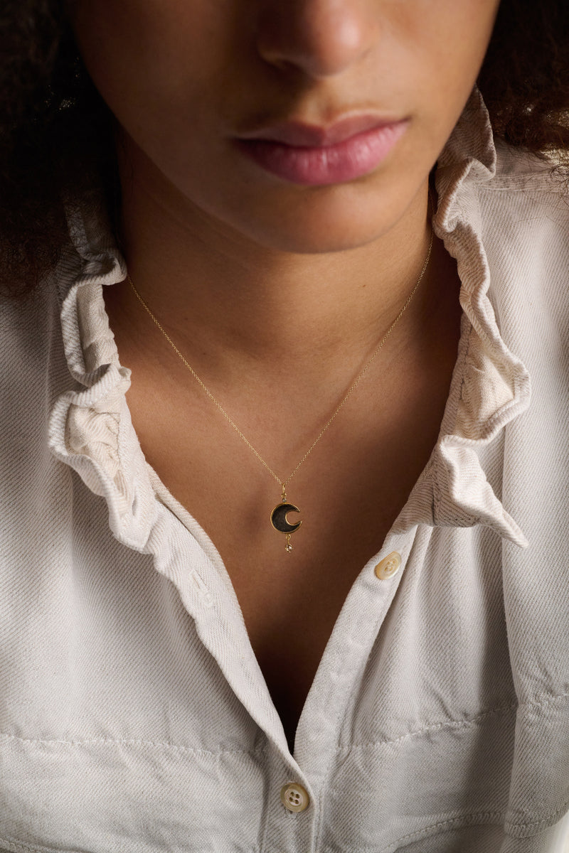 5 Octobre Misty Argent Oxyde Or 14k Diamant Necklace-5 Octobre-Thistle Hill