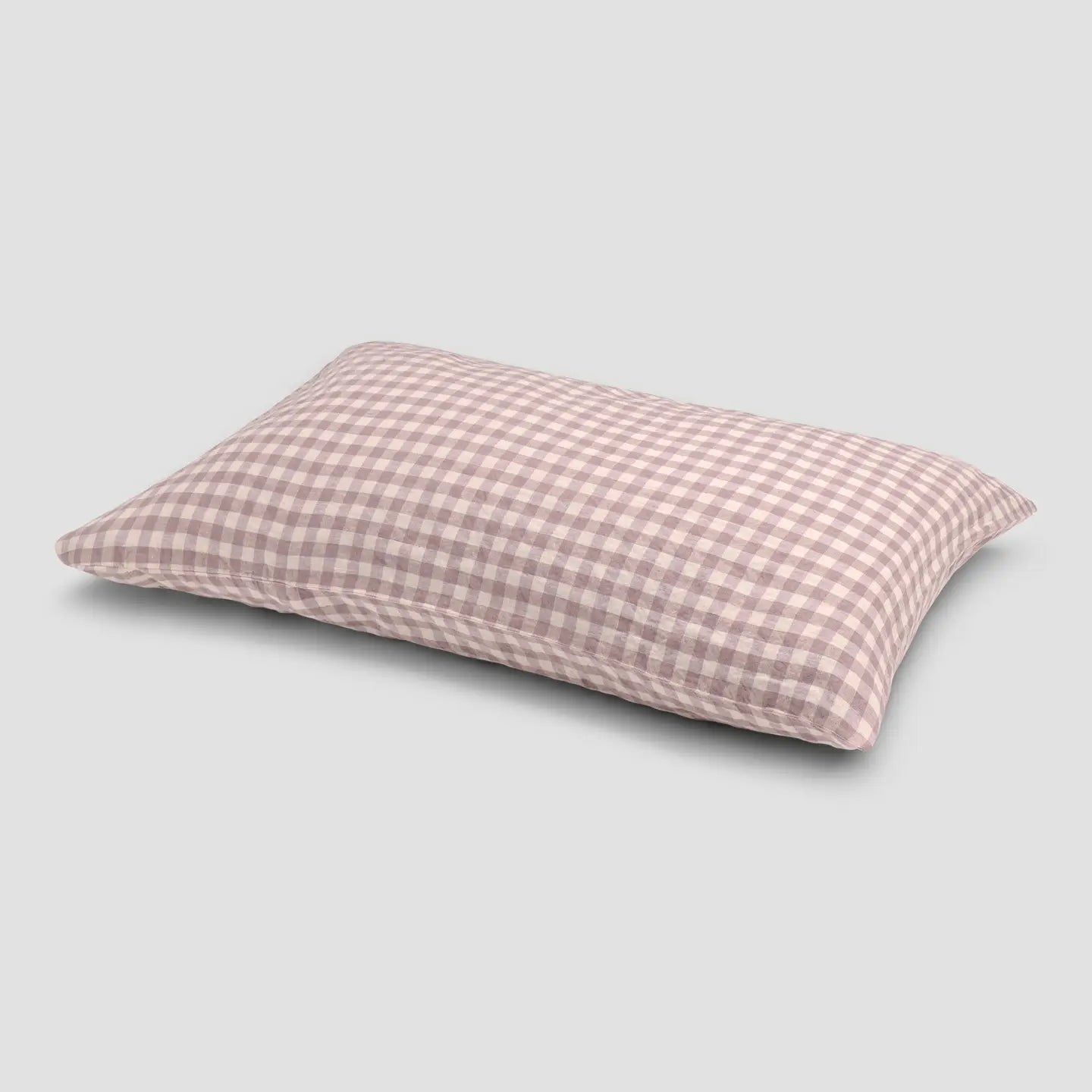Elderberry Gingham Linen Pillowcase (Pair)-Piglet in Bed-Thistle Hill