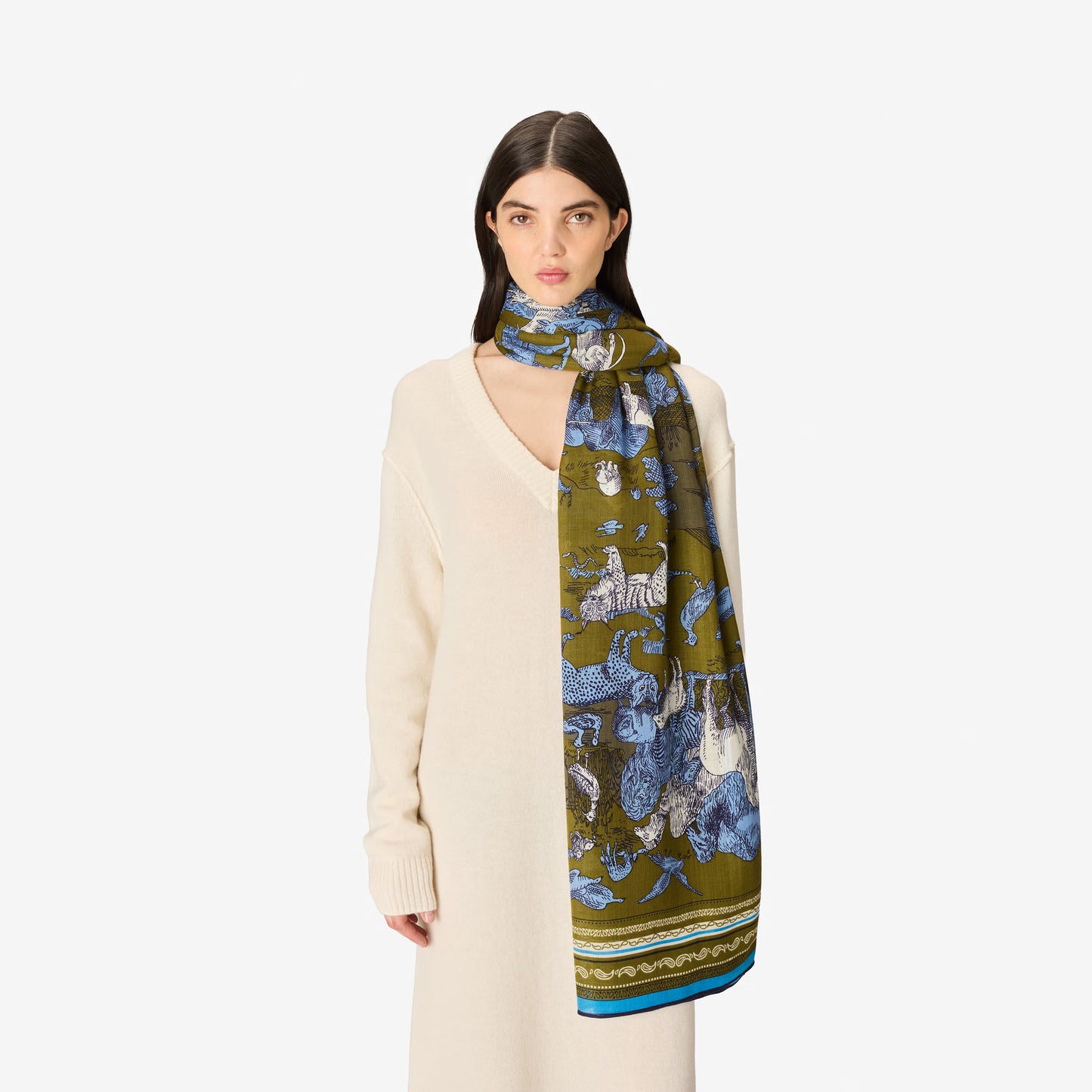 Inoui Editions Scarf 130 Reverie Khaki-Inoui Editions-Thistle Hill