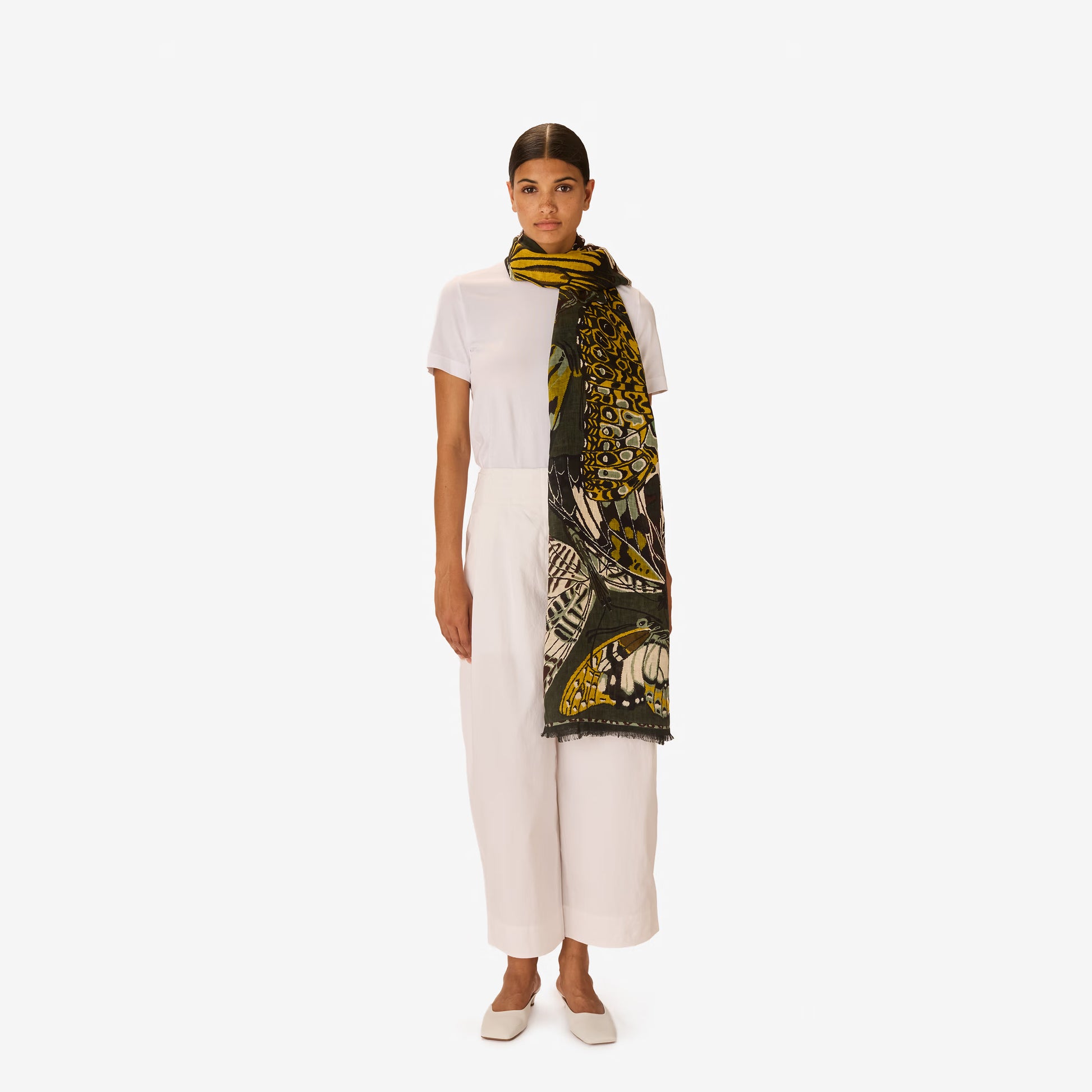 Inoui Editions Scarf 100 Papillions Khaki-Inoui Editions-Thistle Hill