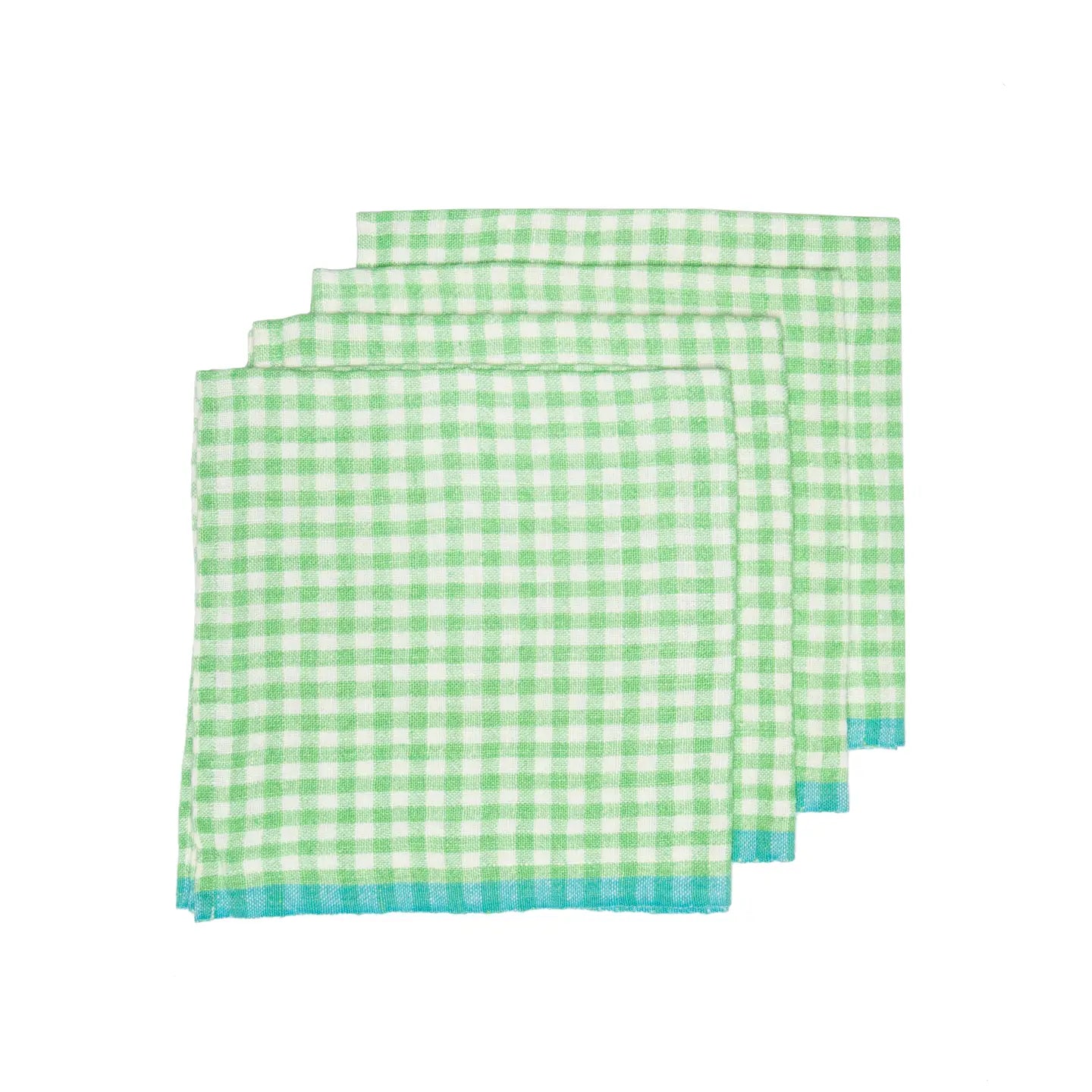 Two Tone Gingham Lime + Aqua Napkins Set of 4-Thistle Hill-Thistle Hill