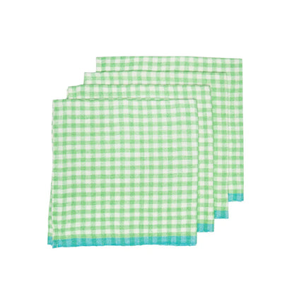 Two Tone Gingham Lime + Aqua Napkins Set of 4-Thistle Hill-Thistle Hill