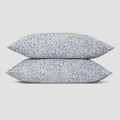Blue Mini Meadow Cotton Pillowcases-Piglet in Bed-Thistle Hill
