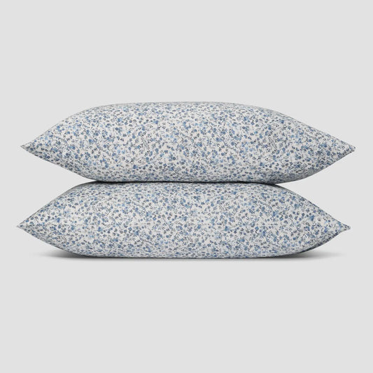 Blue Mini Meadow Cotton Pillowcases-Piglet in Bed-Thistle Hill