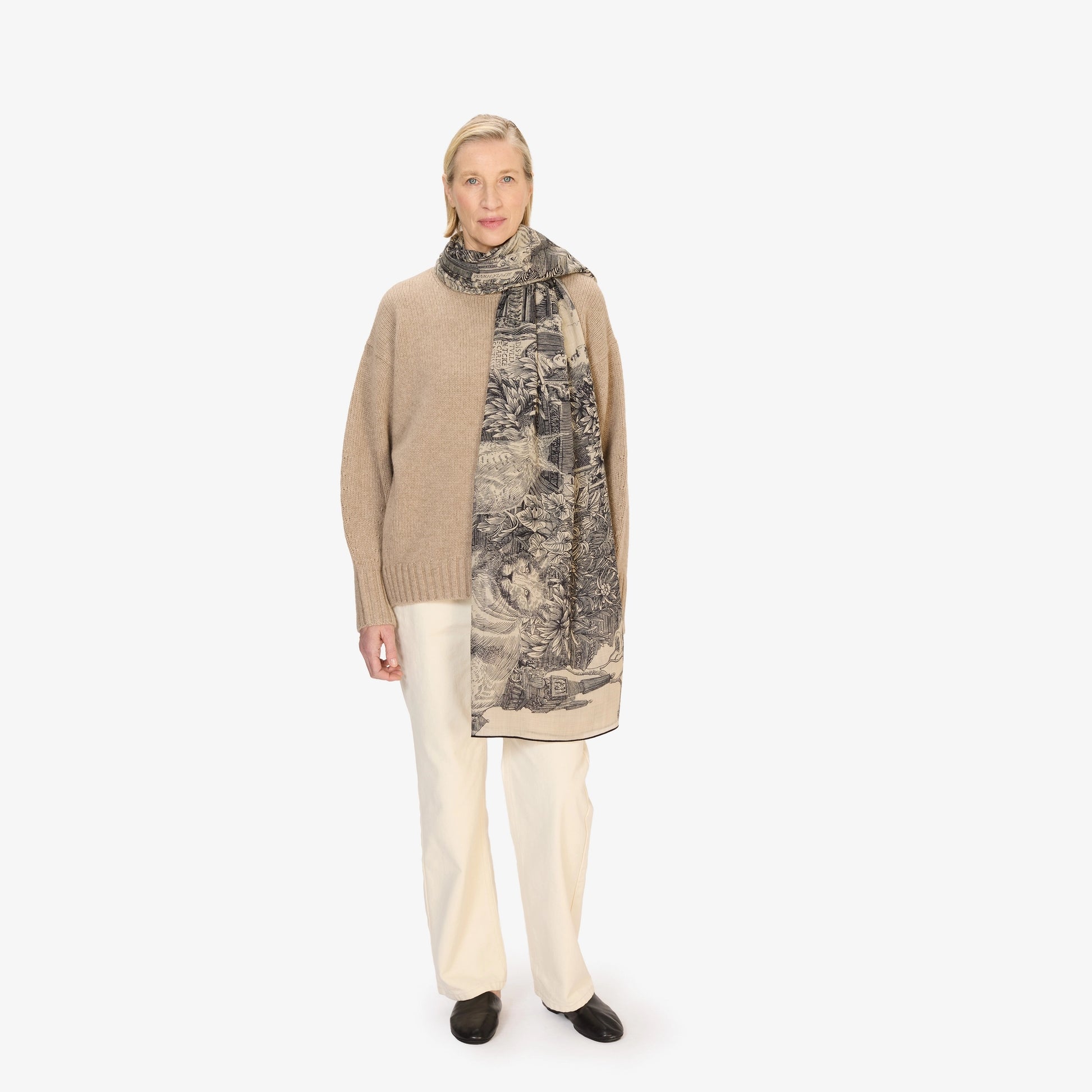 Inoui Editions Scarf 100 Wool Silk Piranesi Black-Inoui Editions-Thistle Hill